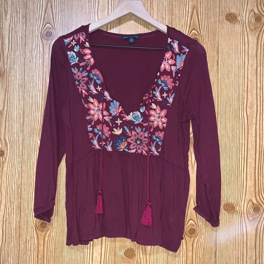 American Eagle Embroidered Blouse